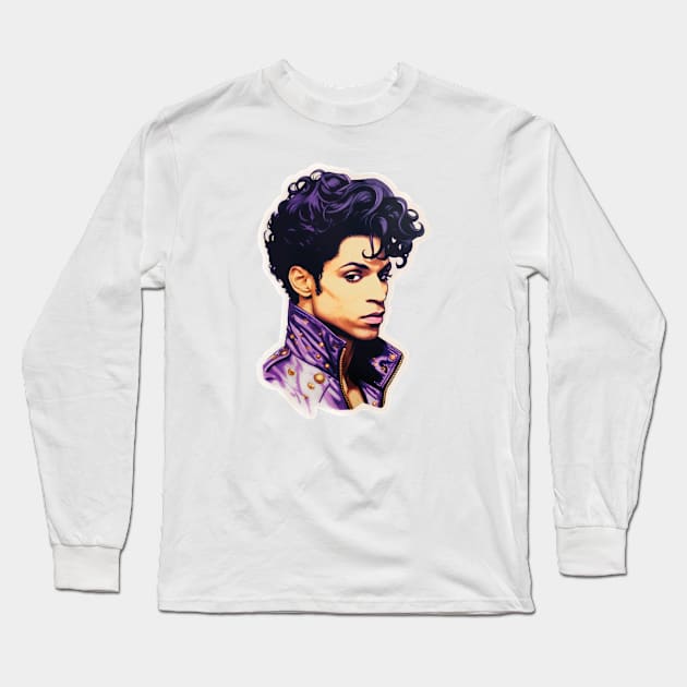 Prince Tribute Portrait Long Sleeve T-Shirt by Geektastic Designs